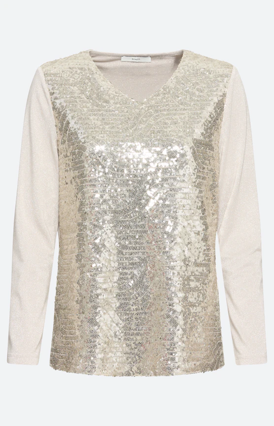 Shirt met pailletten, beige