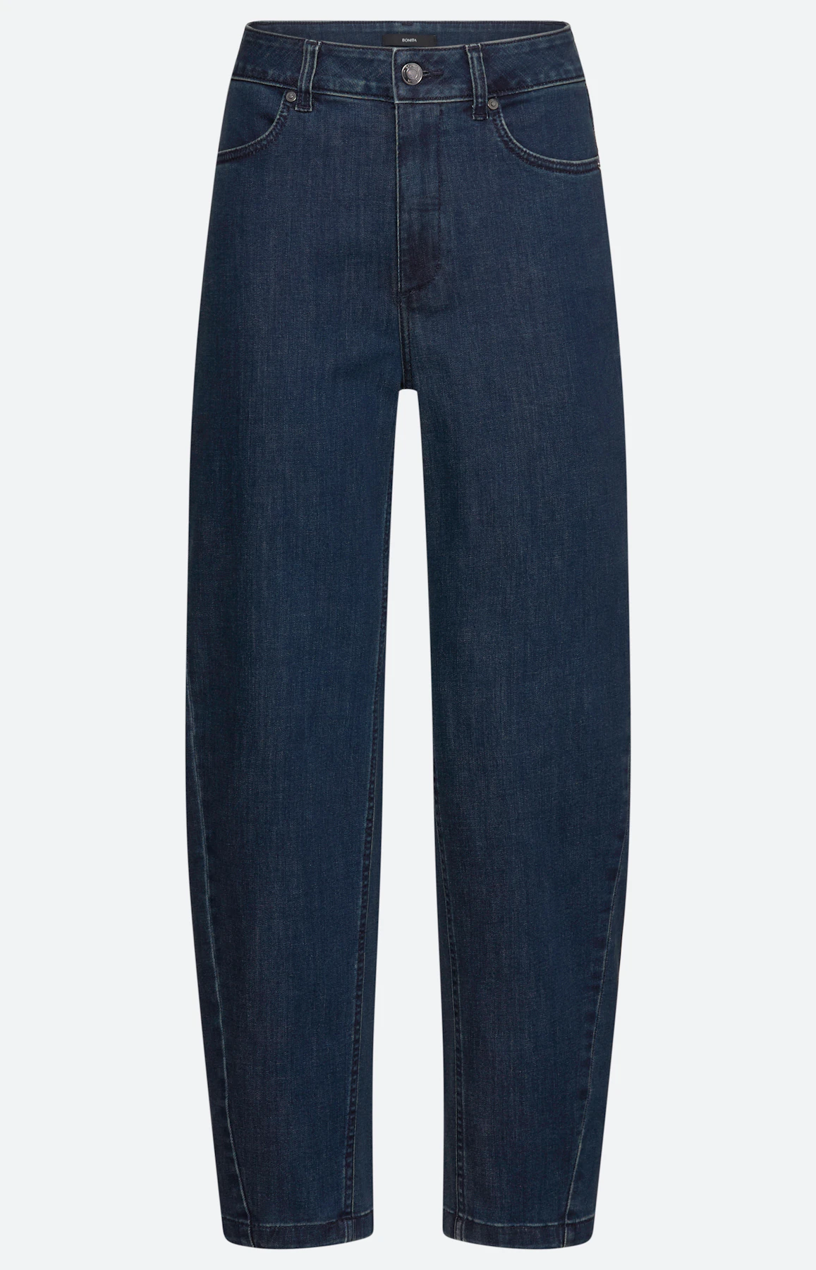 Jeans met barrel-leg 28 inch, dark denim