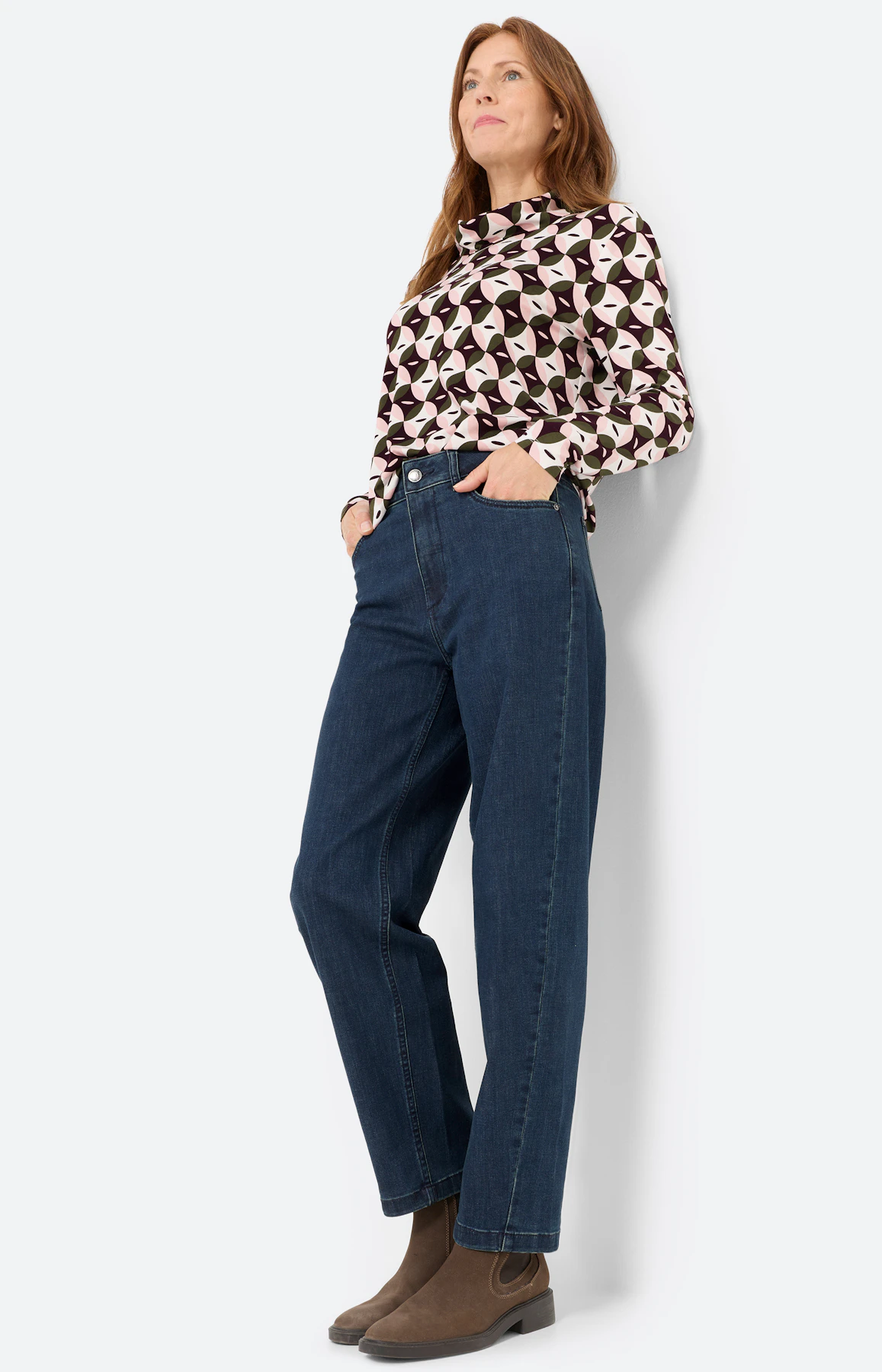 Jeans met barrel-leg 28 inch, dark denim