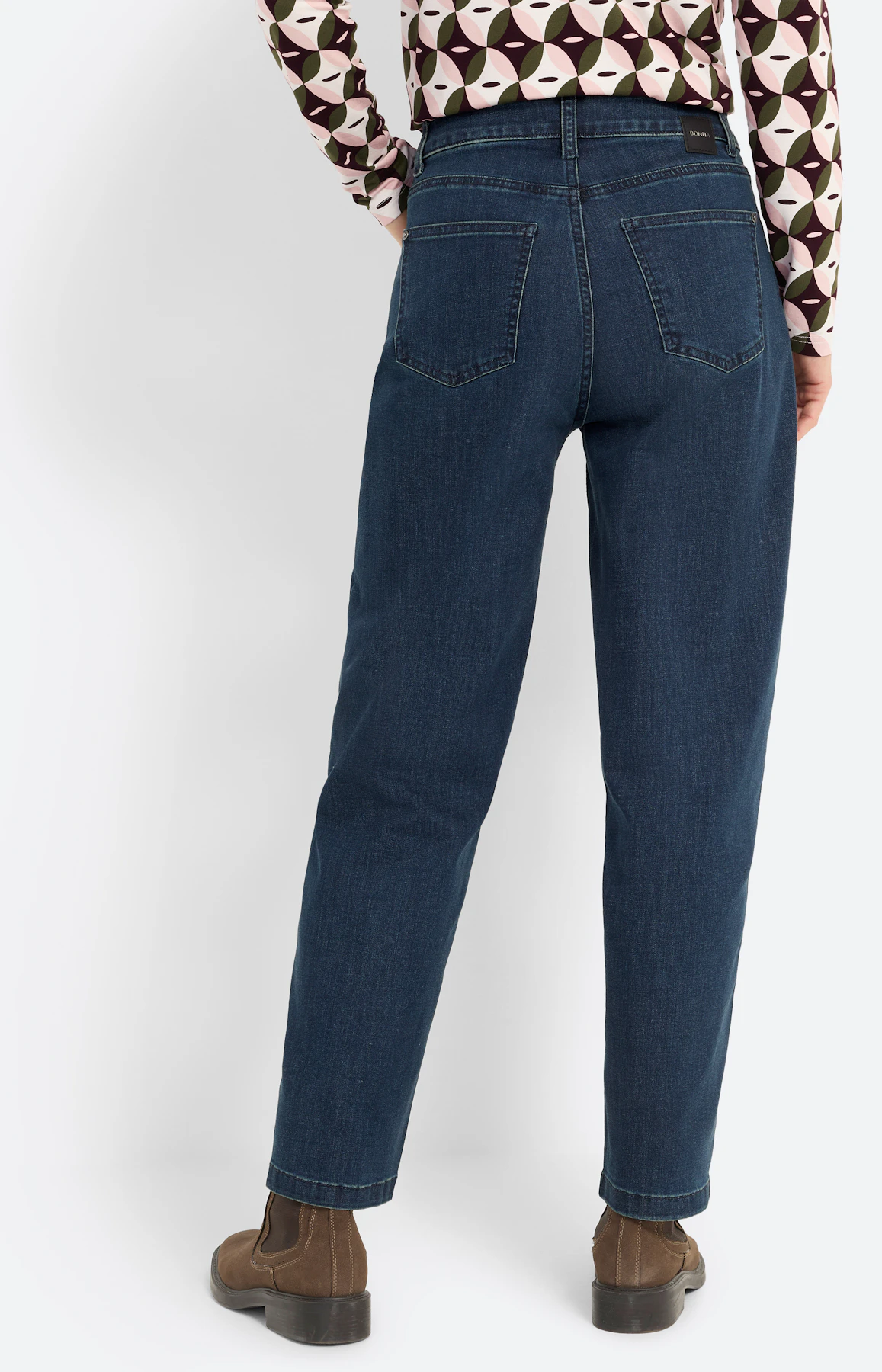 Jeans met barrel-leg 28 inch, dark denim