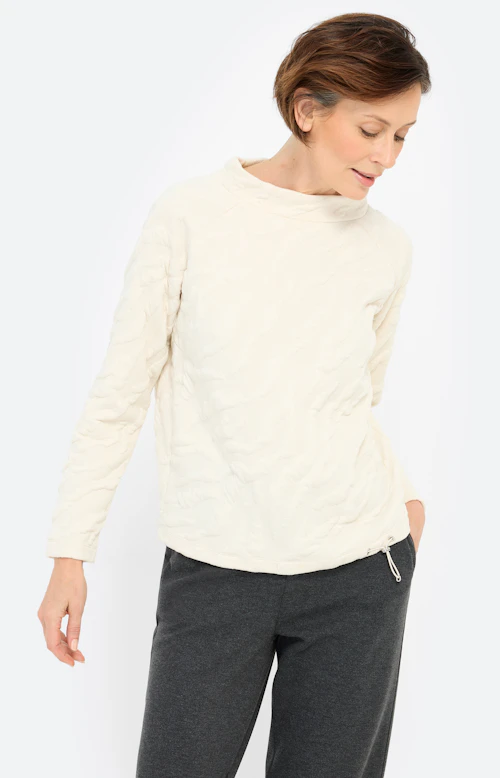 Sweatshirt met zebrastructuur, beige