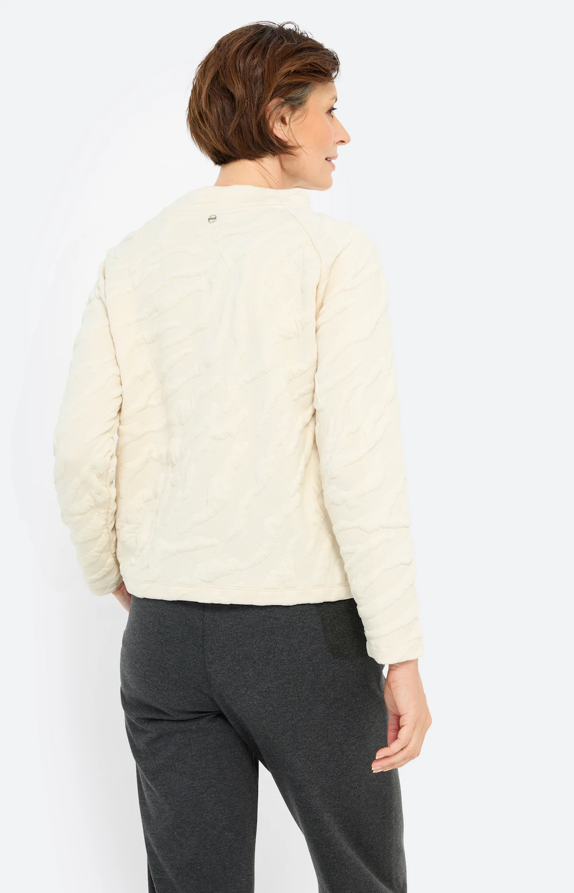 Sweatshirt met zebrastructuur, beige