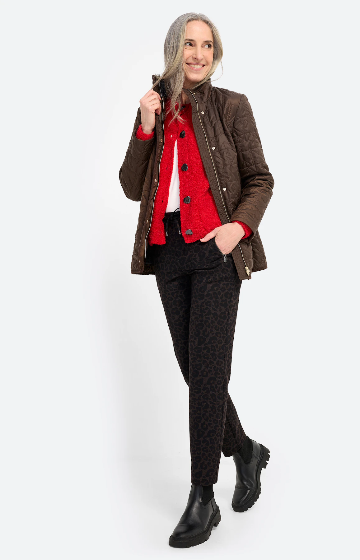 Cardigan met opgestikte zakken, rood