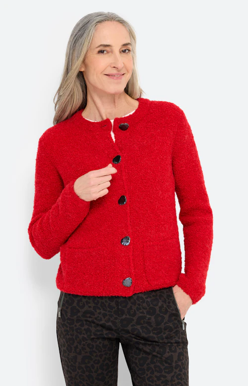 Cardigan met opgestikte zakken, rood