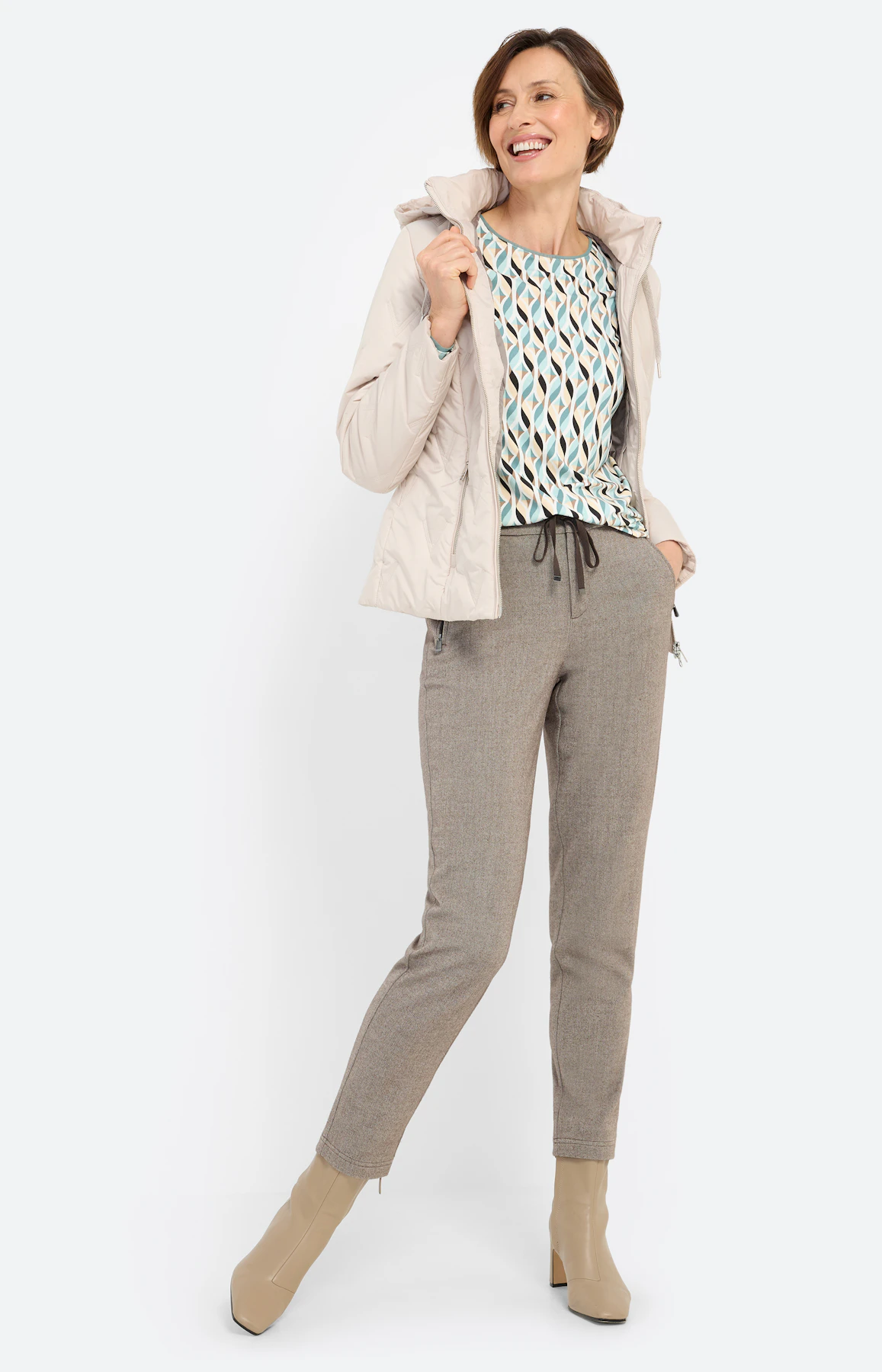 Shirt met lange mouw en mesh-rand, mint