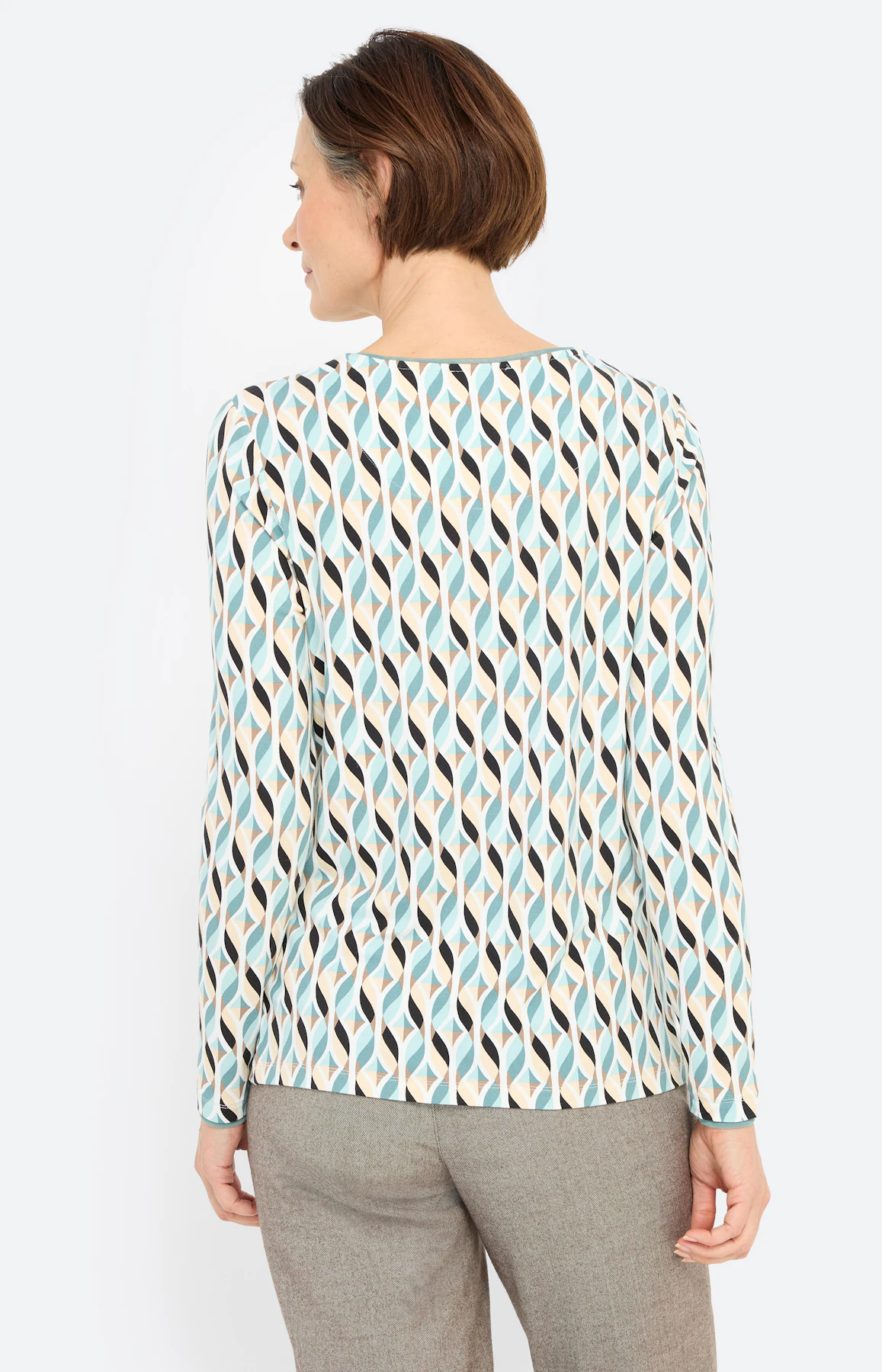 Shirt met lange mouw en mesh-rand, mint