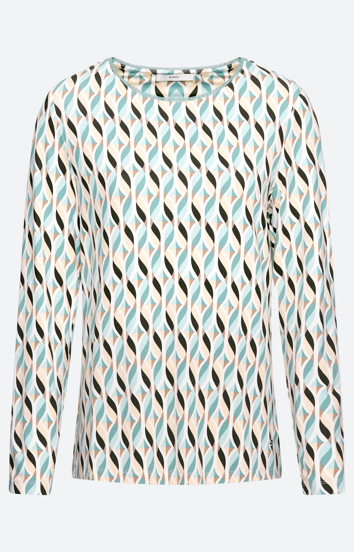 Shirt met lange mouw en mesh-rand, mint
