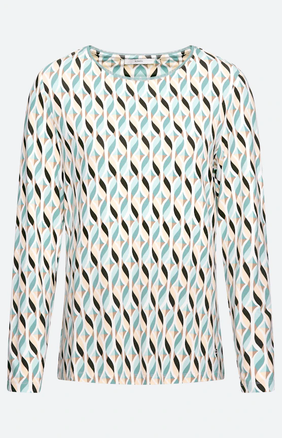 Shirt met lange mouw en mesh-rand, mint