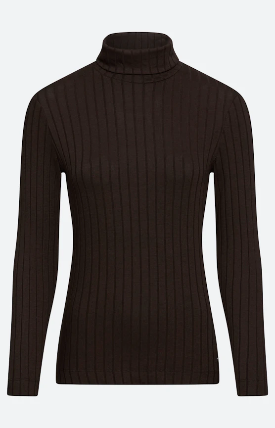 Langarmshirt mit Rollkragen, braun