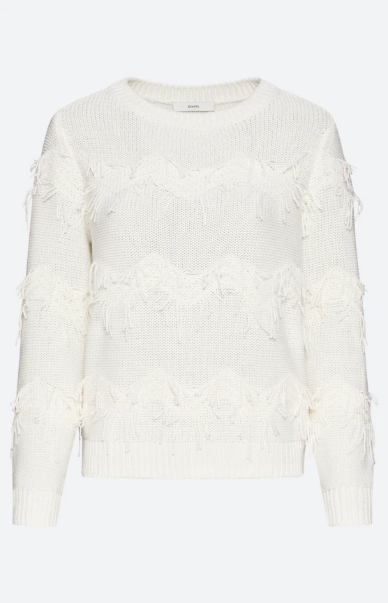 Pullover mit Fransendetails, weiß