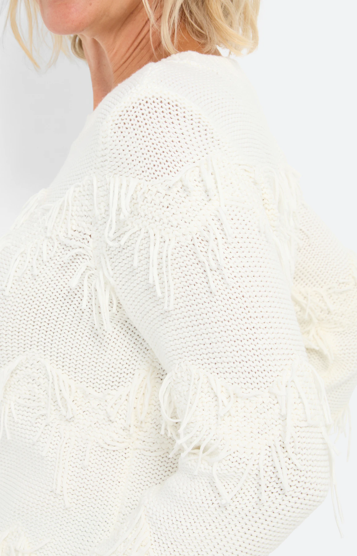 Trui met franjedetails, wit