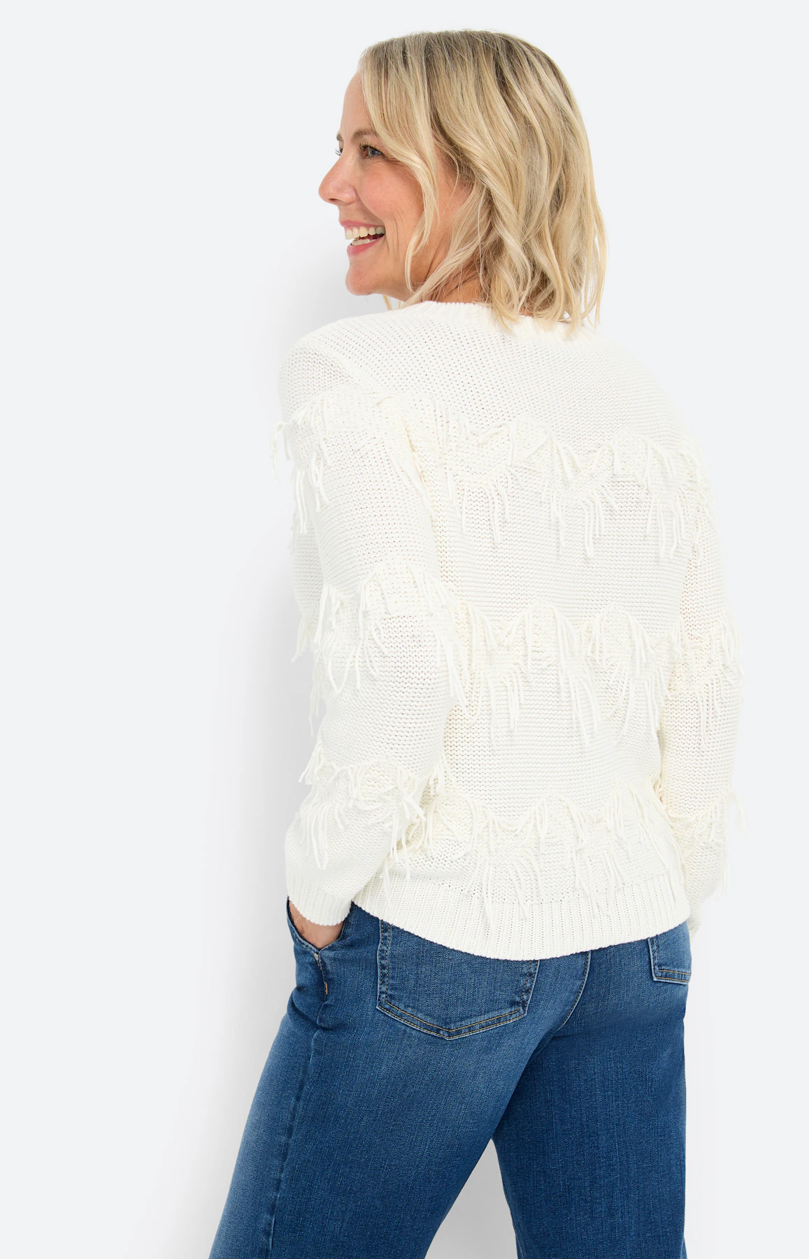Trui met franjedetails, wit