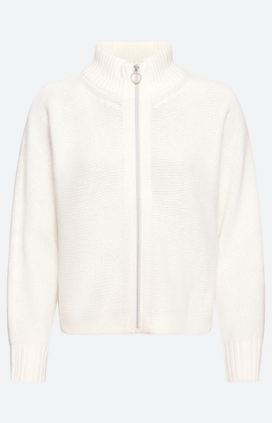 Cardigan mit Reißverschluss, weiß