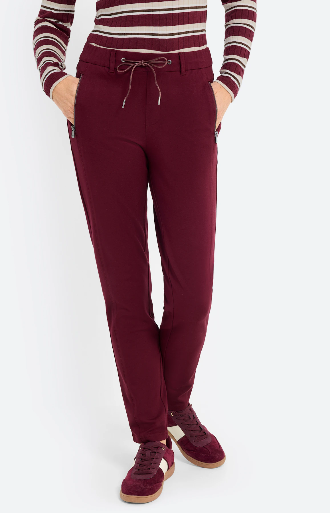 Broek met stretchband 30 inch, wijnrood