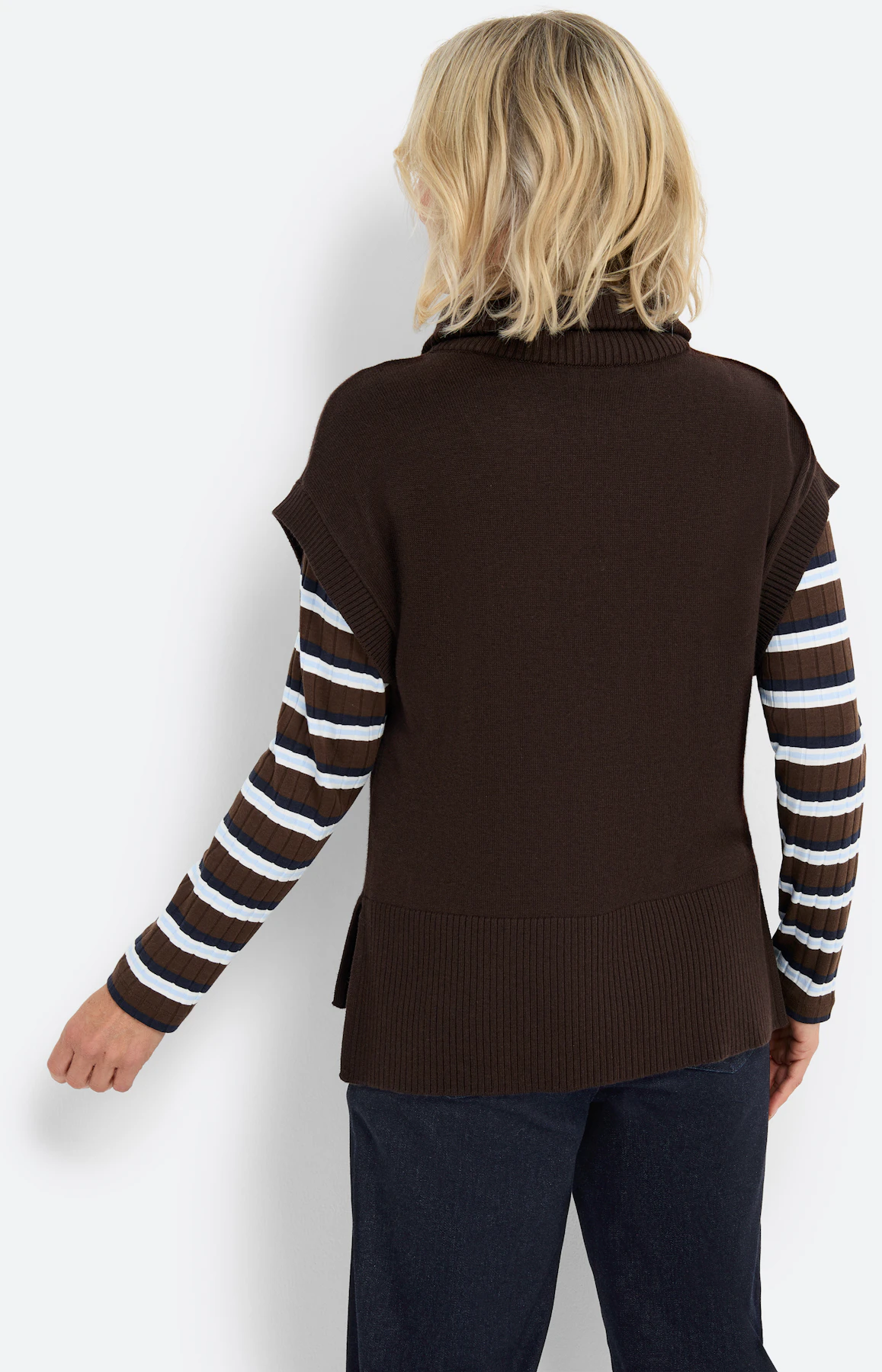 Slip-over met schipperskraag, bruin