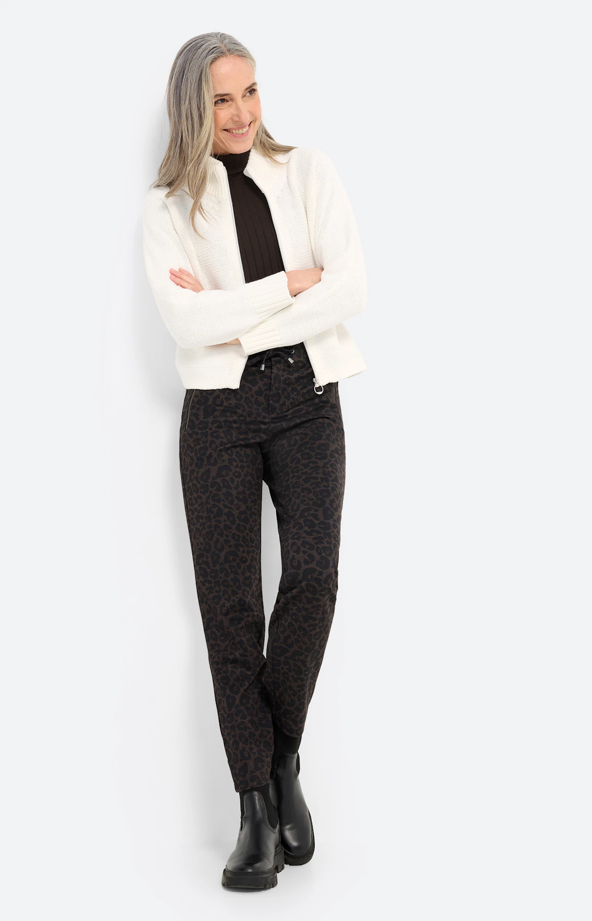 Broek met luipaardmotief 30 inch, bruin