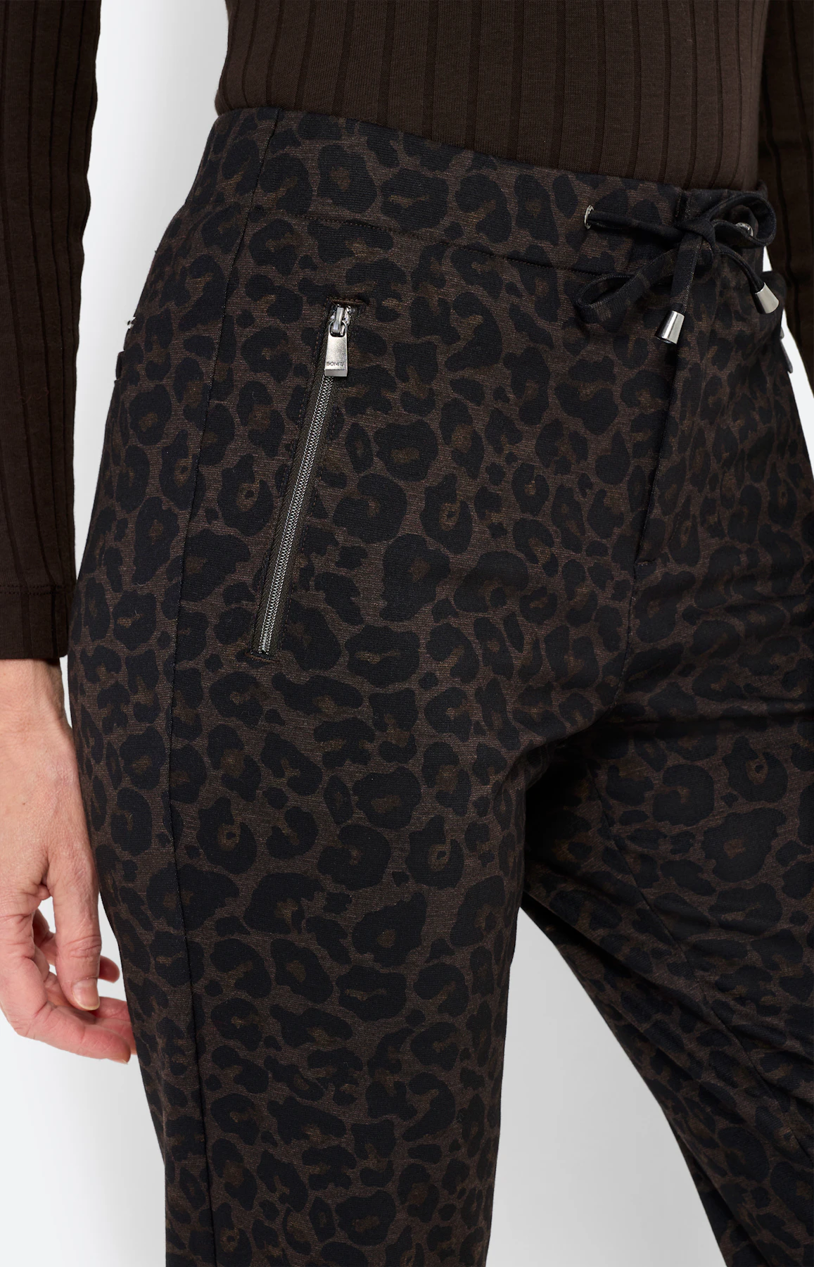 Broek met luipaardmotief 30 inch, bruin
