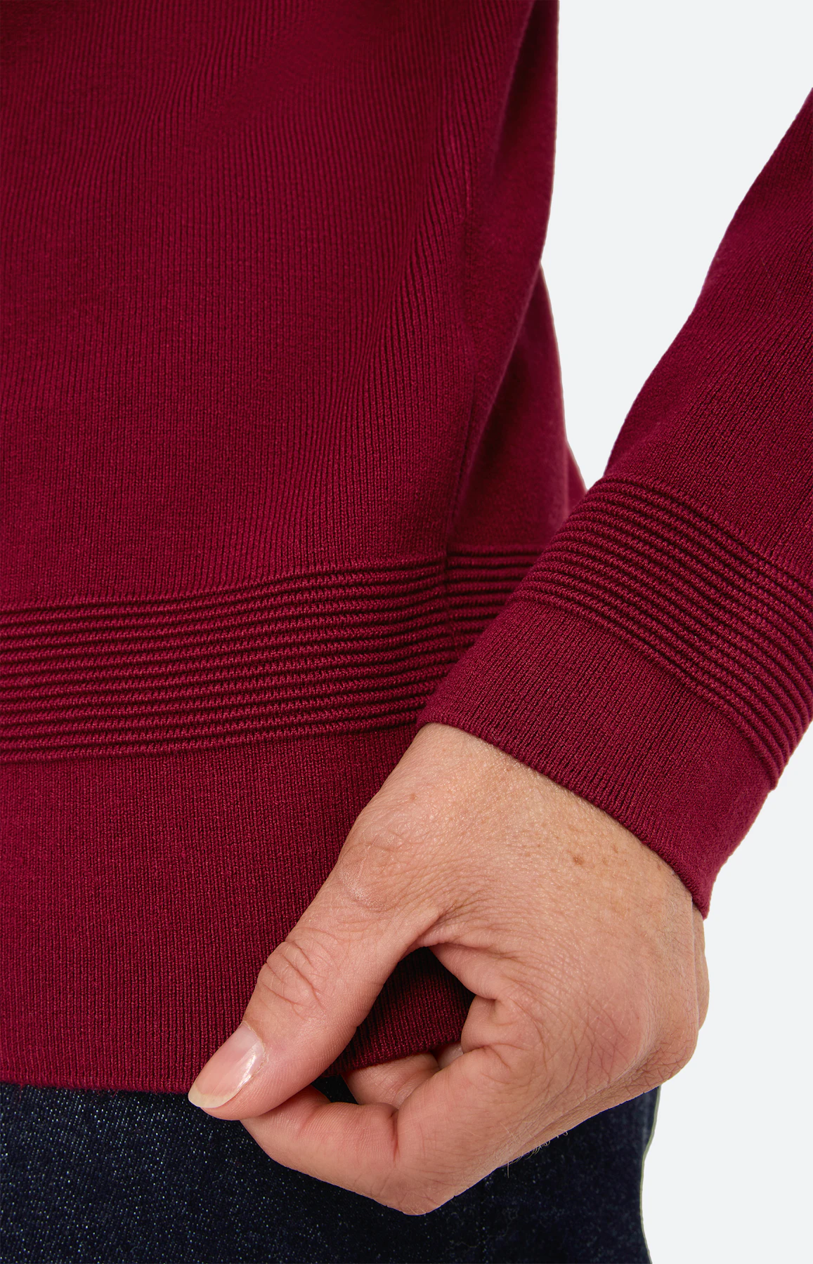 Trui met ribbel-details, wijnrood