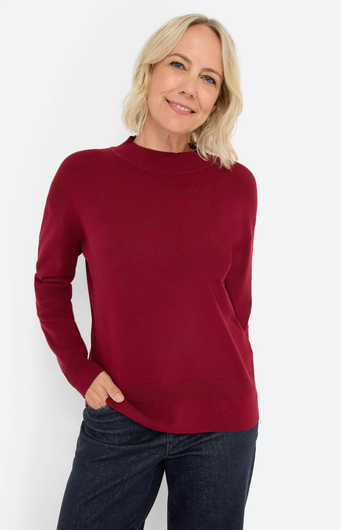 Trui met ribbel-details, wijnrood