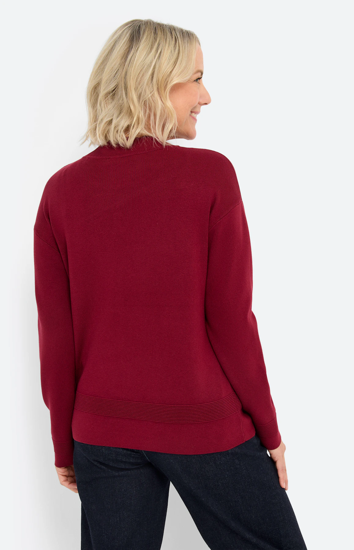 Trui met ribbel-details, wijnrood