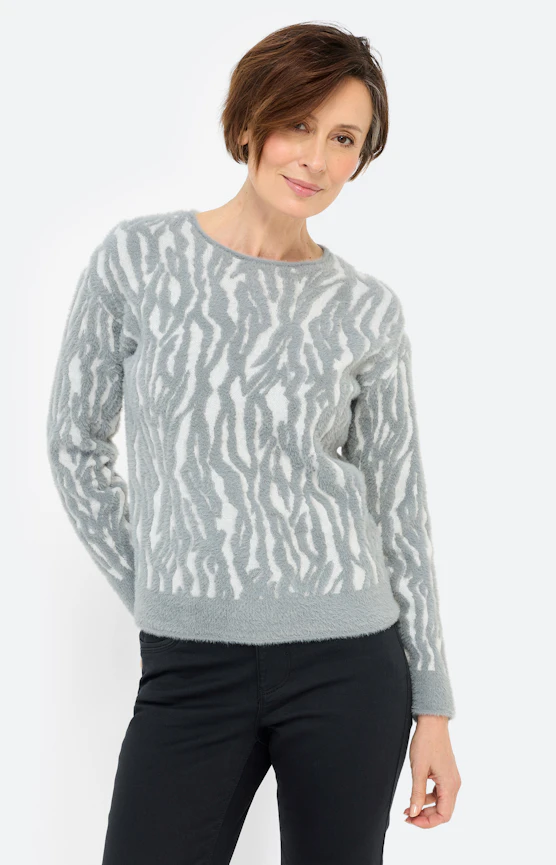 Pullover mit Zebramuster, grau