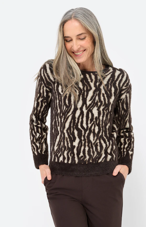 Pullover mit Zebramuster, braun