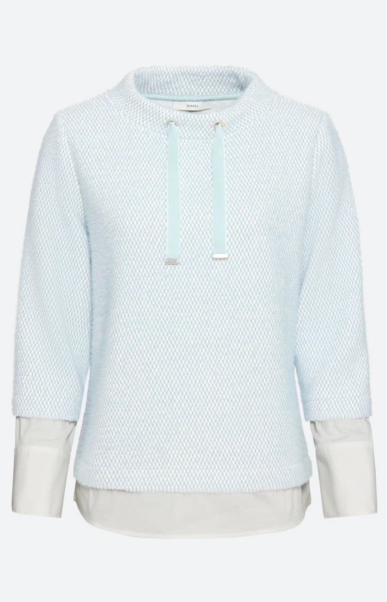 Sweatshirt met blouse-inzet, mint