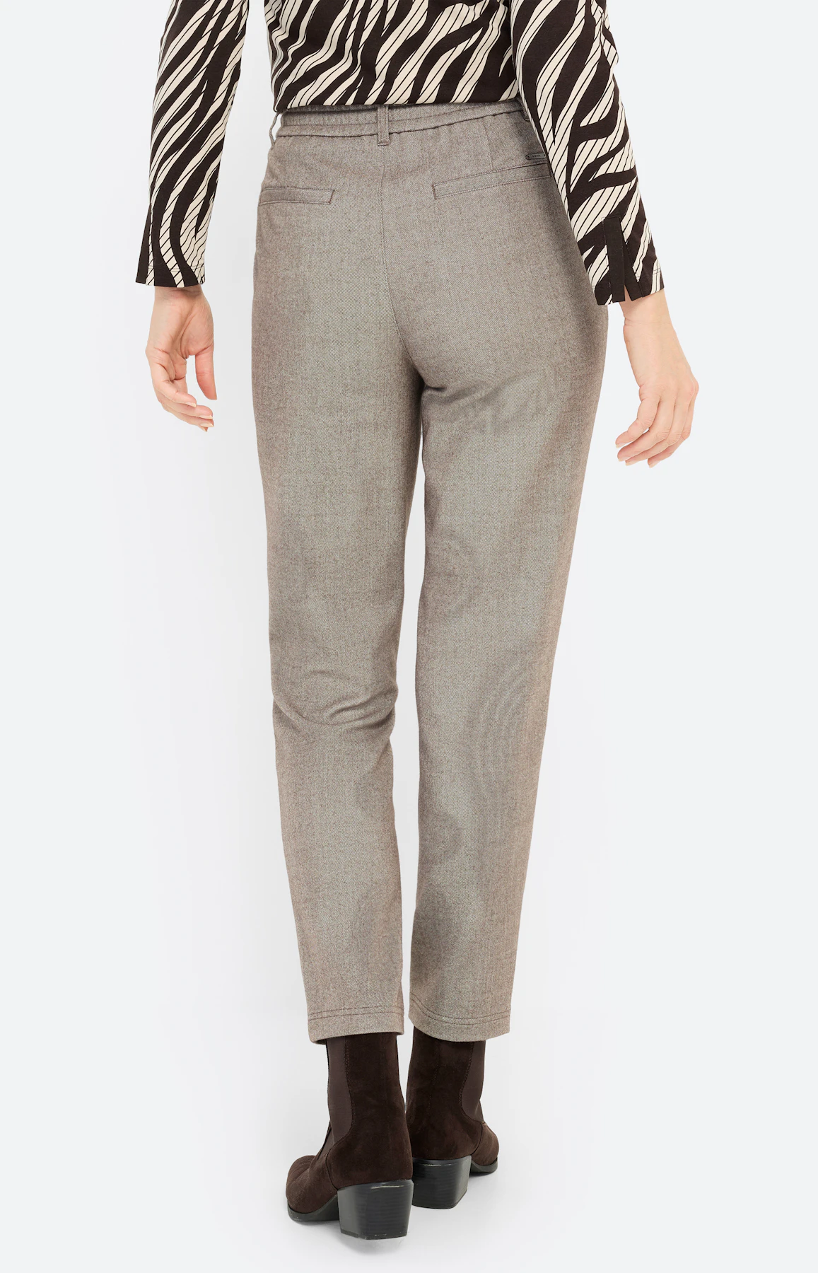 Broek met elastische band 30 inch, taupe