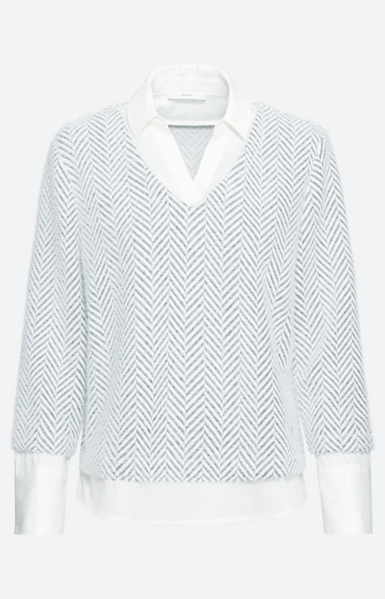 Sweatshirt met blouse-inzet, wit